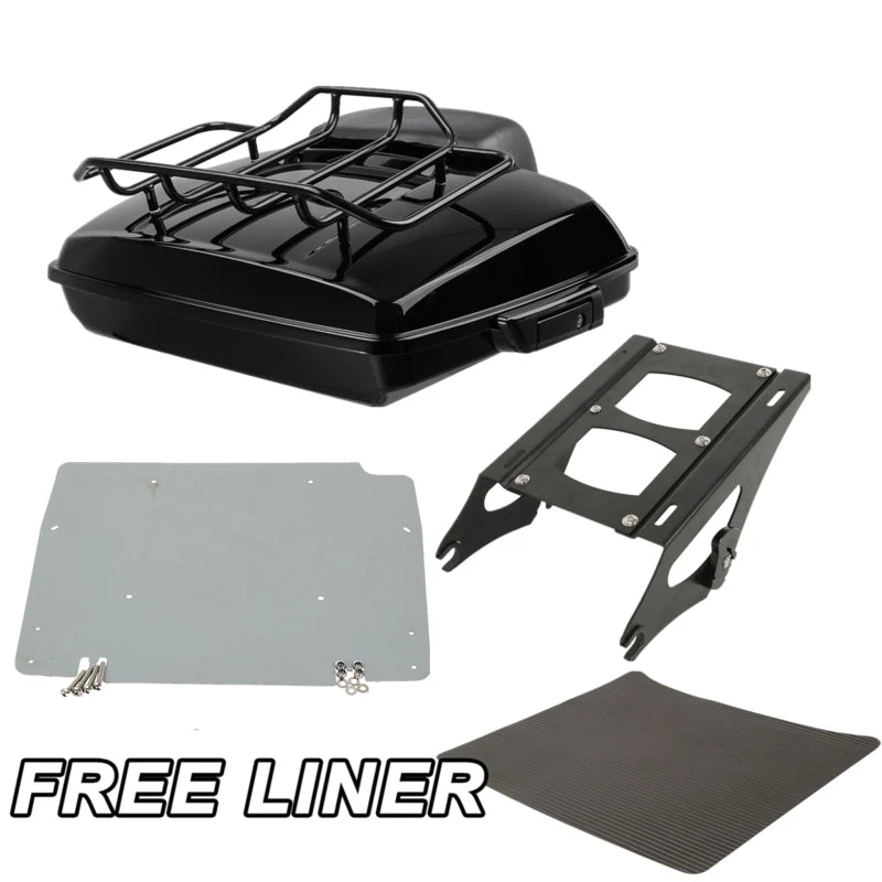 Black Razor Trunk Backrest Mount Rack Base Plate for Harley Touring (2014–2023)