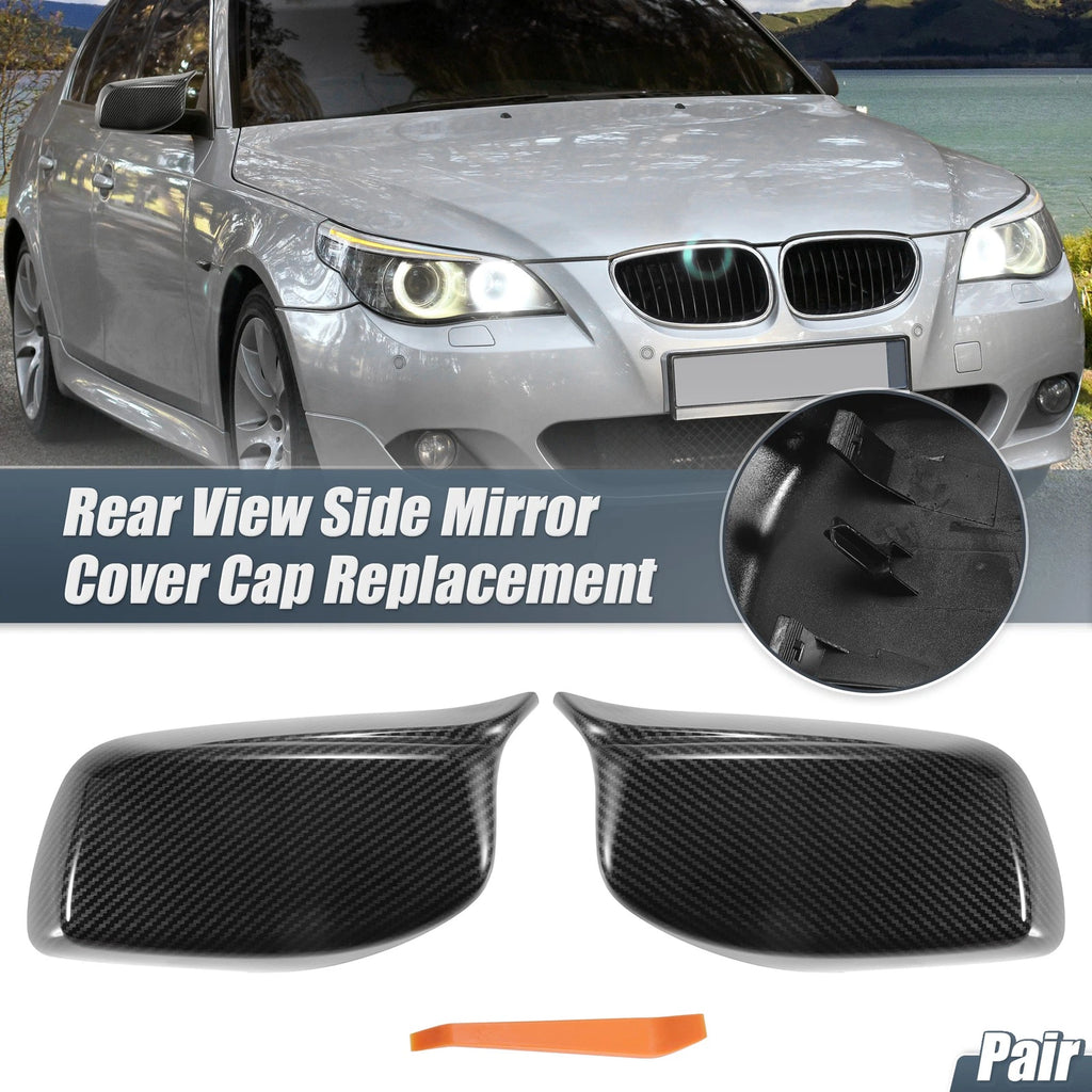 Rearview Mirror Cover Cap Carbon Fiber Pattern for BMW E60 E61 (2004–2010)