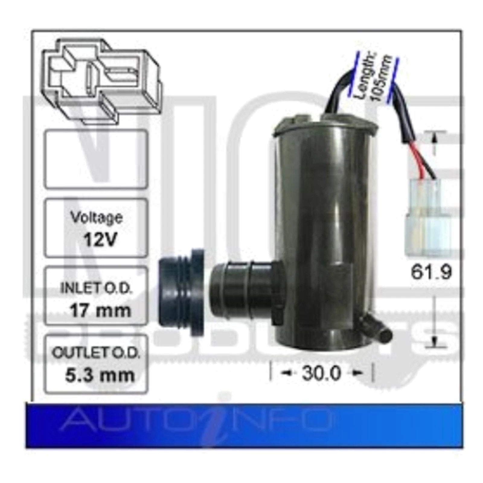 Windscreen Washer Pump for Mazda Capella GV 1990–1992