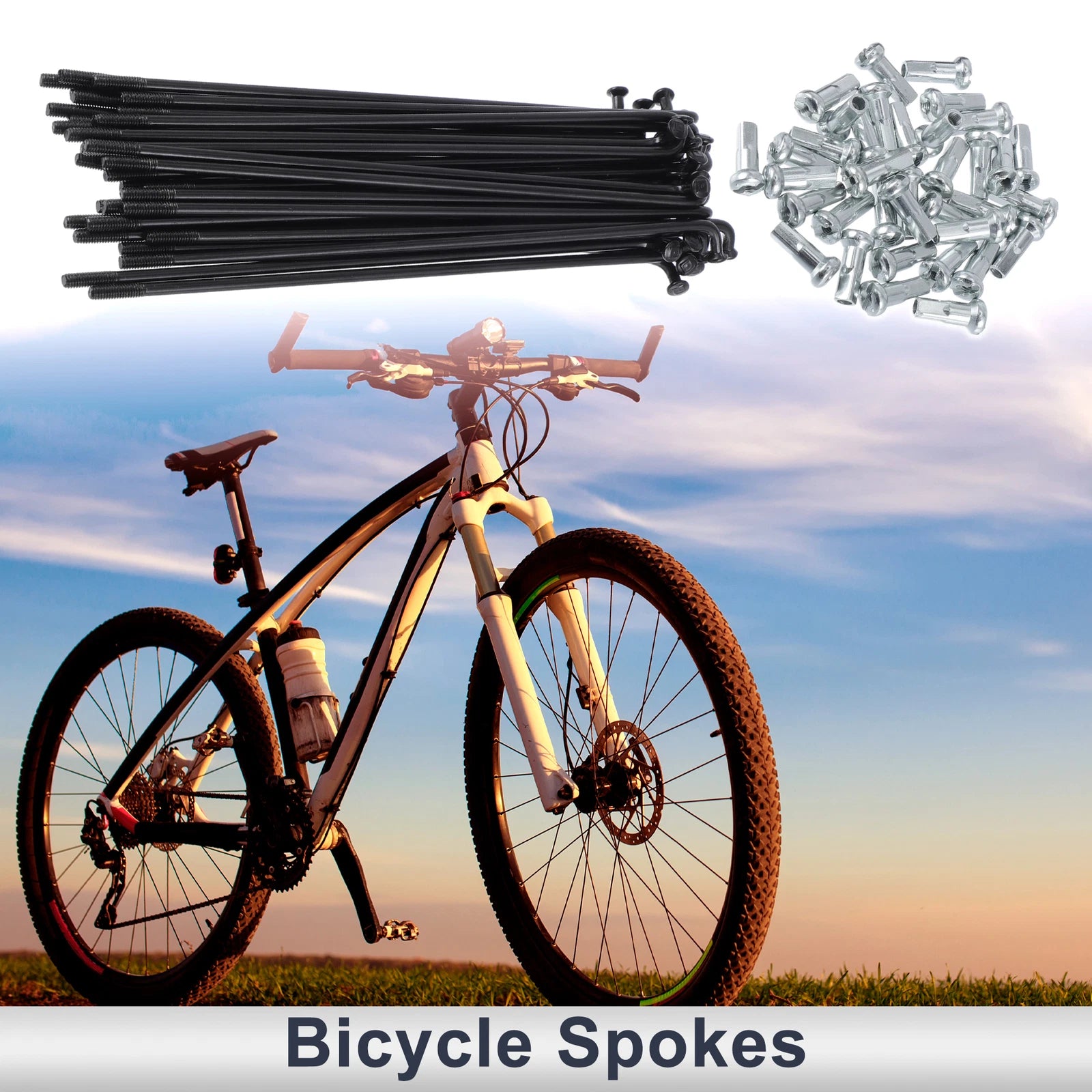 Bicycle Spokes Nipple Set 45 Steel 13G 110mm Black Universal (Universal)