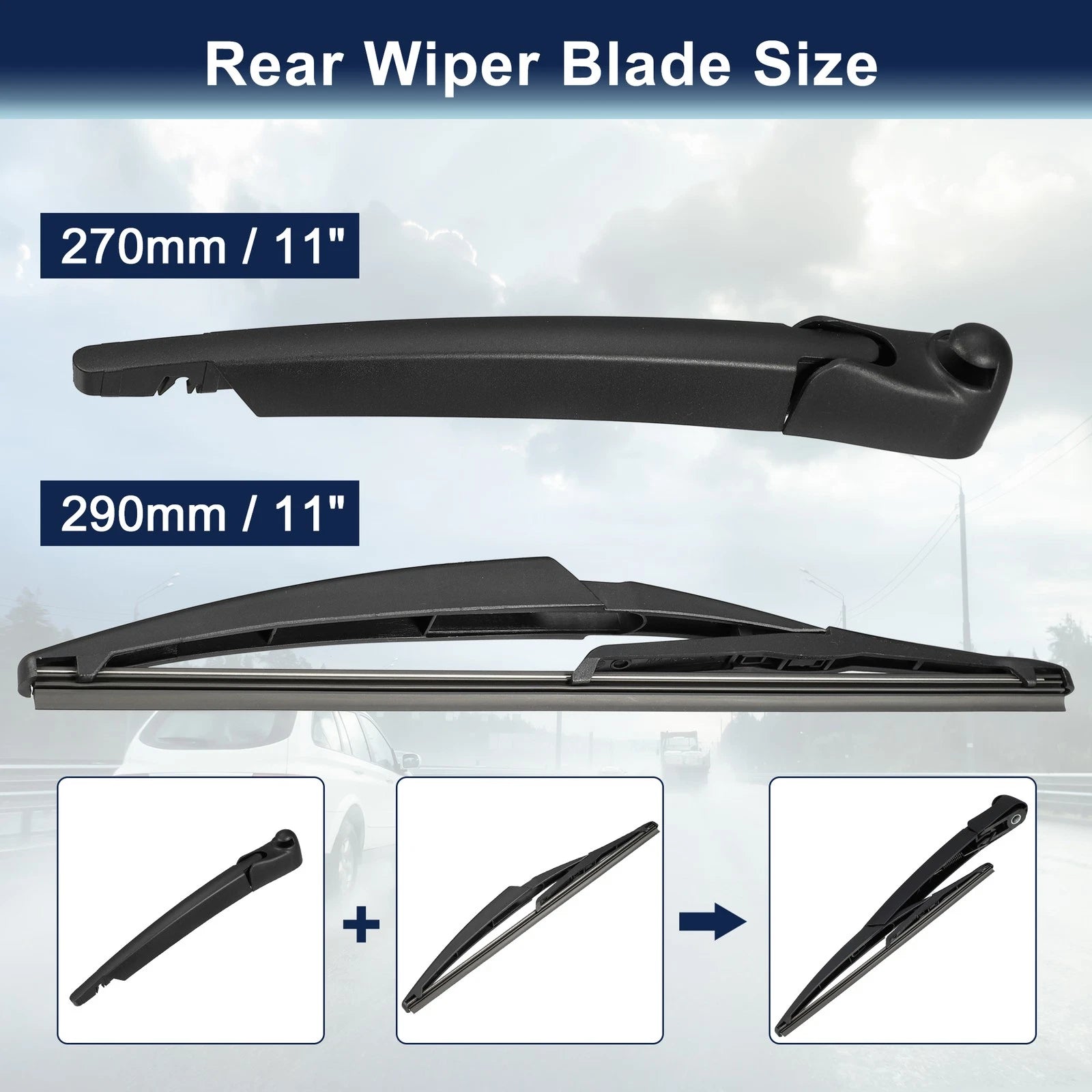 Rear Windshield Wiper Blade Arm Set for Mini Cooper R53 (2002–2006)