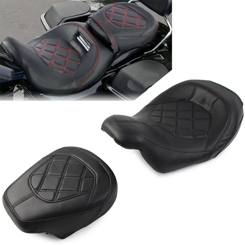 Suture Driver Passenger Seat for Harley Touring Road Glide (2009–2022) Black