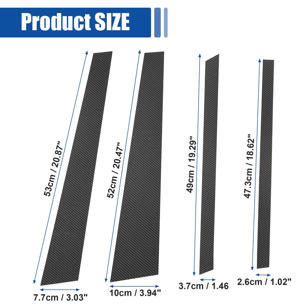 Car Door Window Pillar Post Cover Trim Gloss Carbon Pattern for BMW X5 (2007–2014)