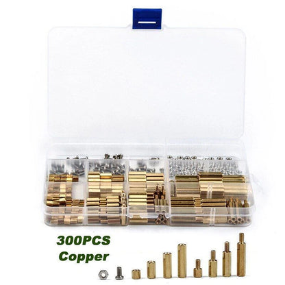 300pc M3 Brass Hex Column Standoff Spacer Screw Nut Assortment Kit