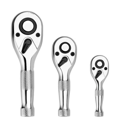 3-Piece Compact Short Handle Ratchet Set 1/4, 3/8, 1/2 for Home Use