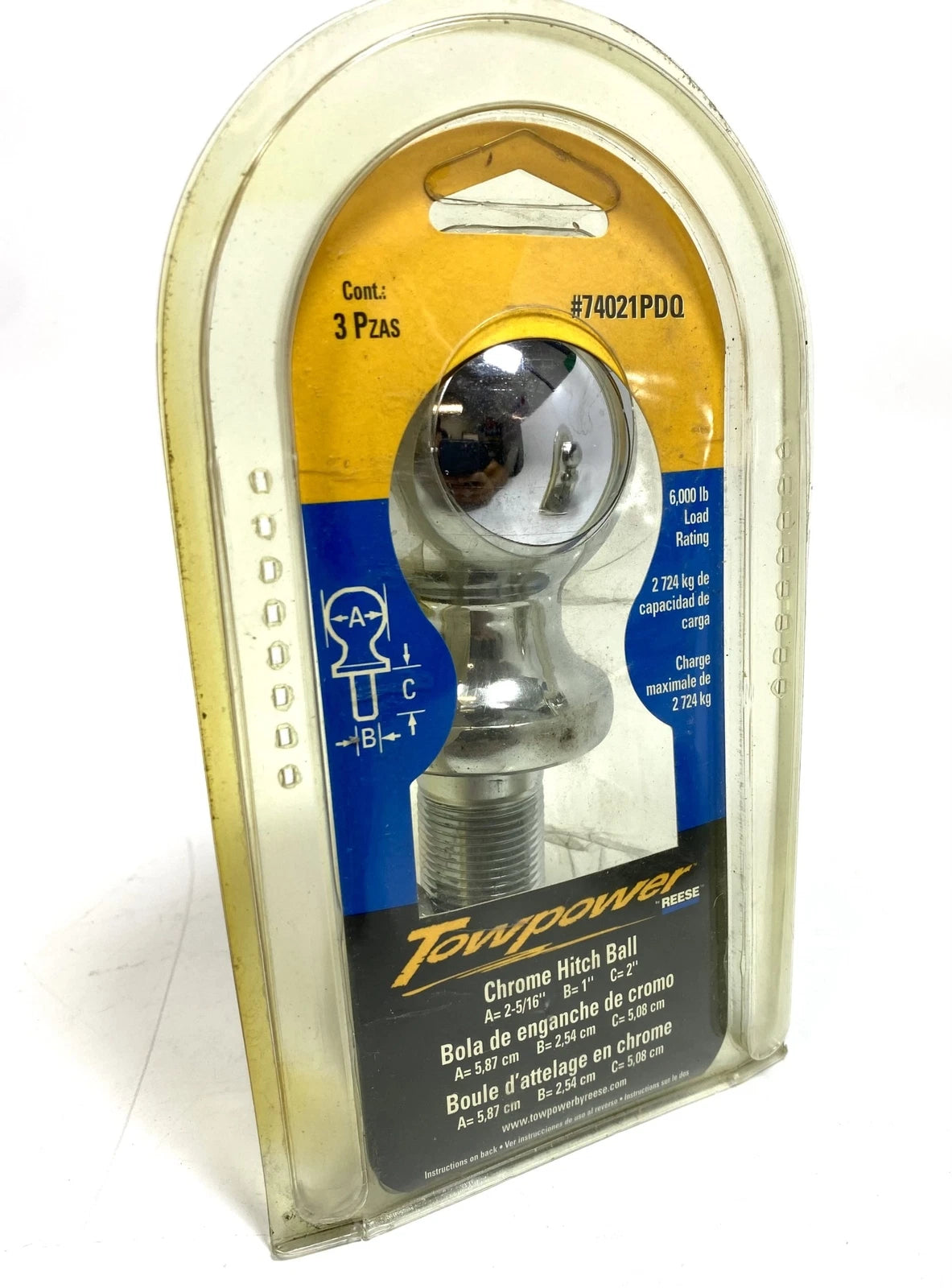 Set of 2 Chrome Hitch Balls for Reese 74021PDQ (6000 lbs Capacity)