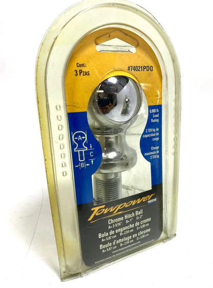Set of 2 Chrome Hitch Balls for Reese 74021PDQ (6000 lbs Capacity)