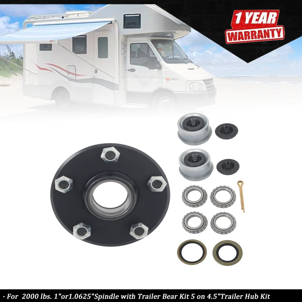 Trailer Hub Kit for 2000 lbs Spindle (5 on 4.5")