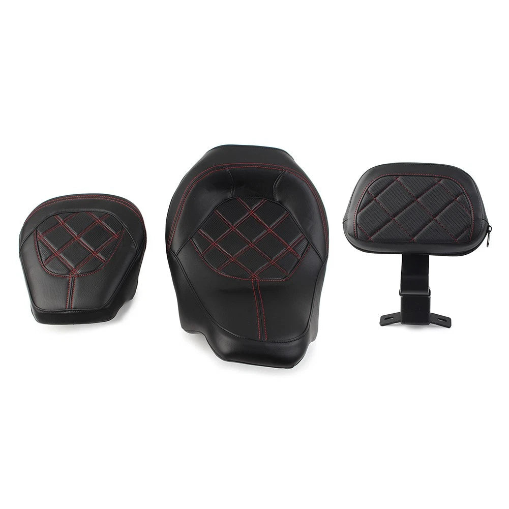 Driver Passenger Seat W/ Rider Backrest Pad for Harley Road Glide King 2009-2024