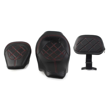 Driver Passenger Seat W/ Rider Backrest Pad for Harley Road Glide King 2009-2024
