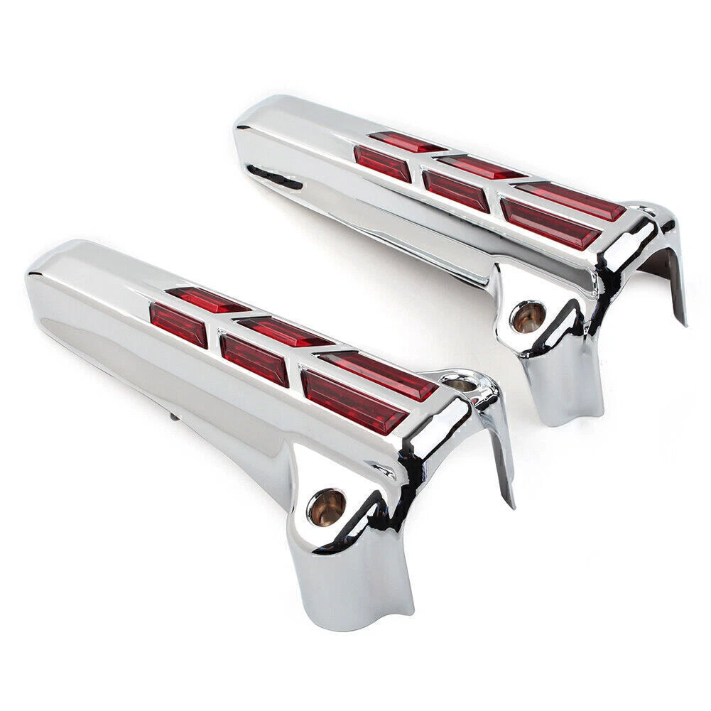 2X Front Lower Fork Leg Covers Red LED for Harley FLHR FLHTK FLHX (2014–2020)