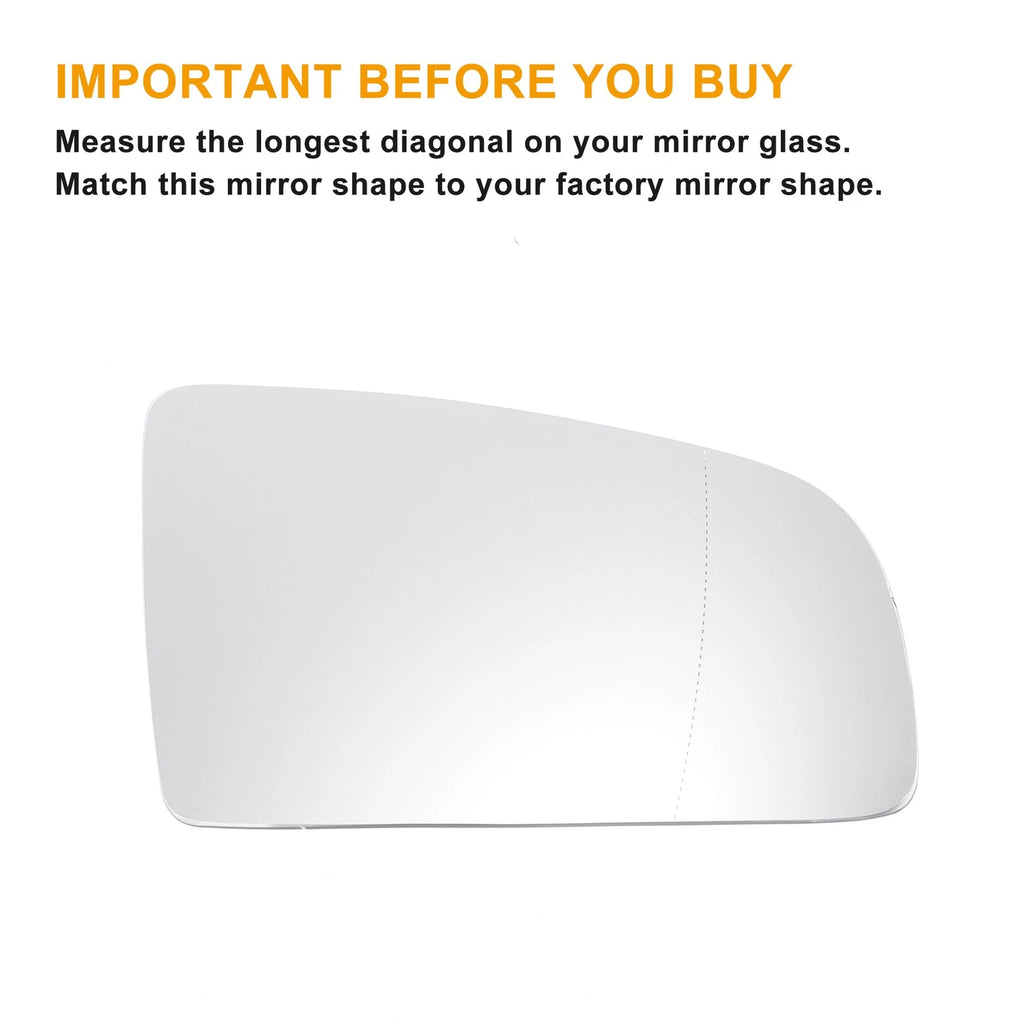 Right Side Mirror Glass w Heated Back for Audi A4 (2000–2008)