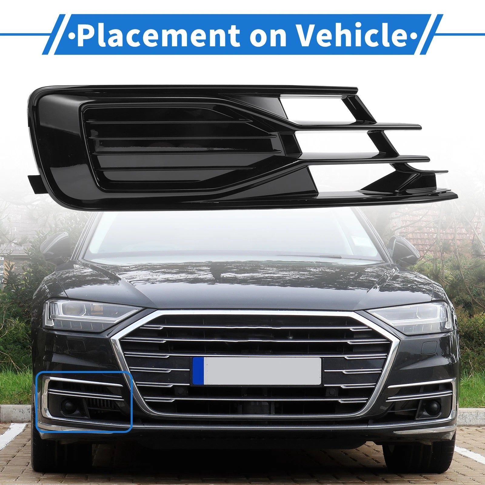 1pc Front Right Fog Light Grill Replacement for Audi A6 C7 (2014–2018)