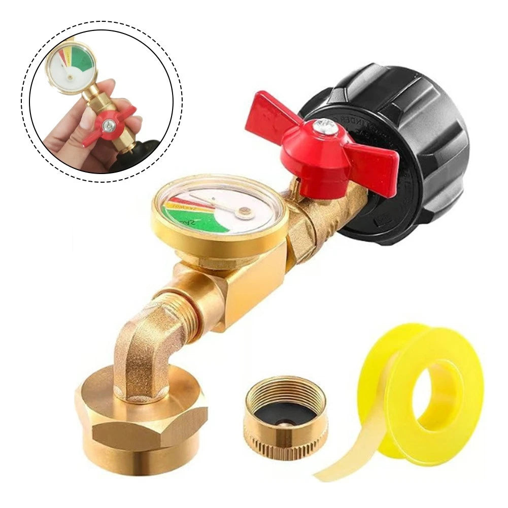 Color Coded Fuel Level Gauge for Propane Refill Elbow Adapter
