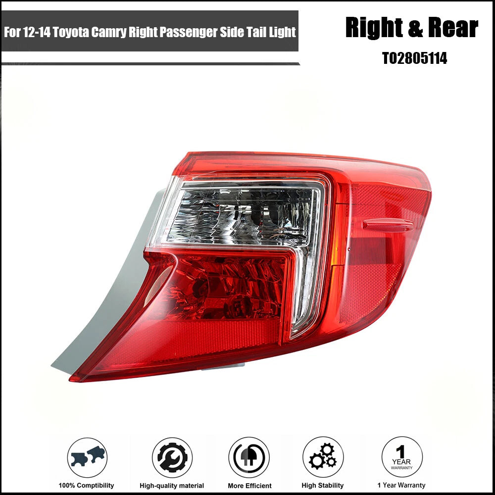 Outer Rear Brake Tail Light for Toyota Camry (2012–2014) Right Side Red