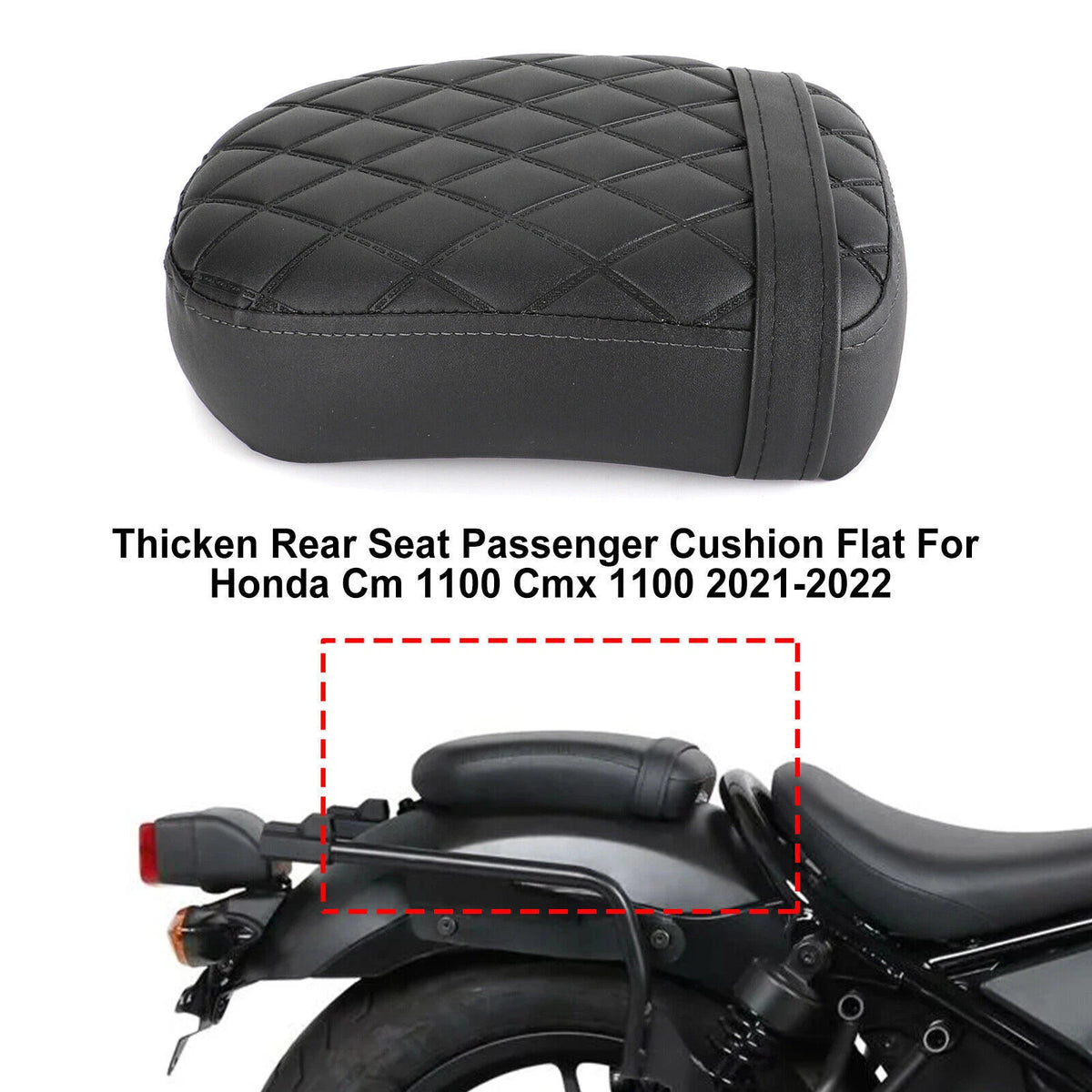Rear Seat Passenger Cushion for Honda CM 1100 CMX 1100 (2021–2024) Flat Black