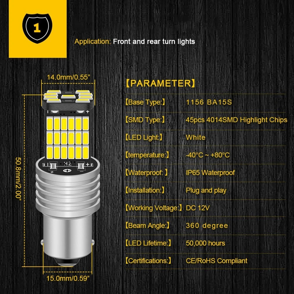 2X LED Light 1200 Lms 12V DC 6500K Xenon White