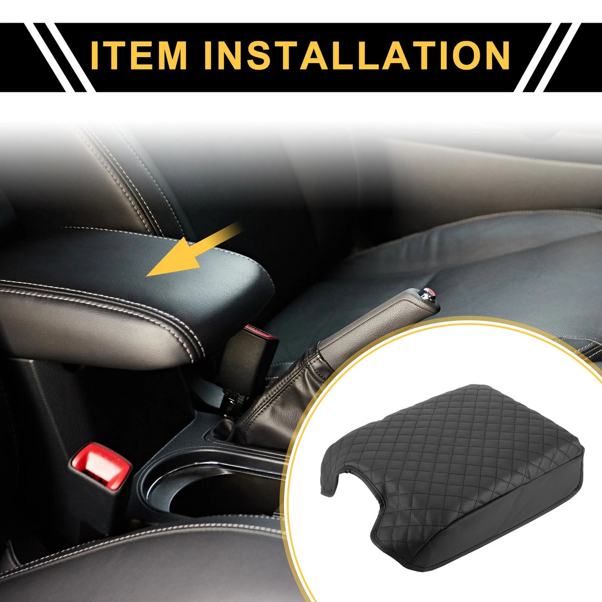 Car Center Console Lid Armrest Cover for Ford F-150 2015–2020 Anti-Scratch Black