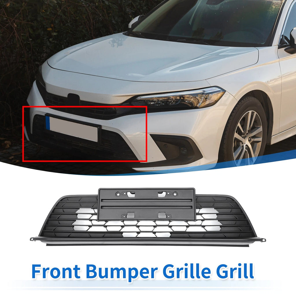 Front Upper Bumper Grille for Honda Civic (2022–2023) ABS Plastic Black
