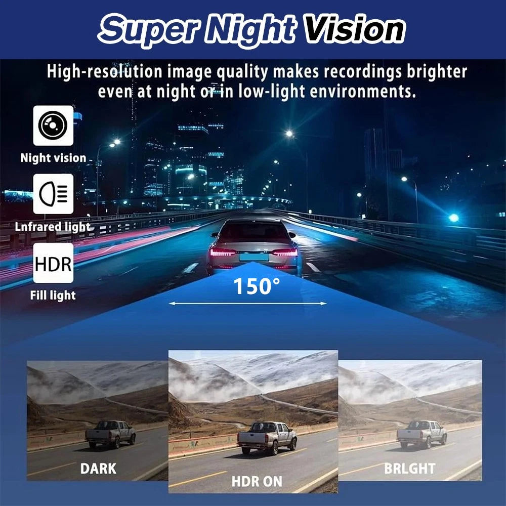 360° 4 Channel Dash Cam for Universal Vehicles (1080P, Loop Recording, 64GB SD)