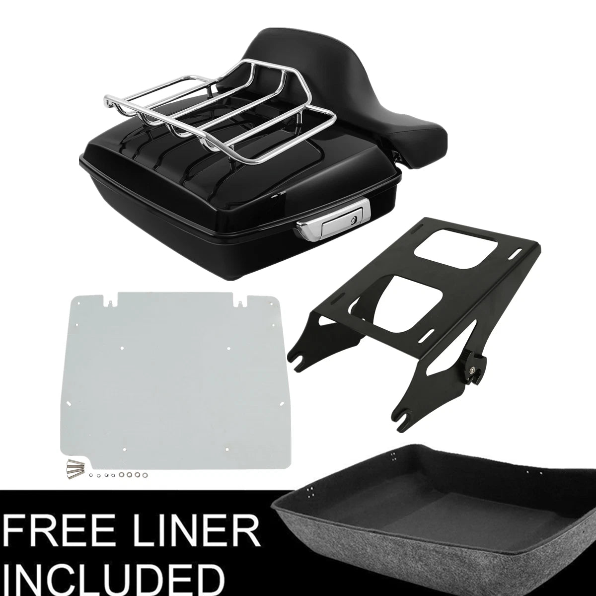 Trunk Backrest Pad Mount Rack Base Plate for Harley Touring (2014–Up)