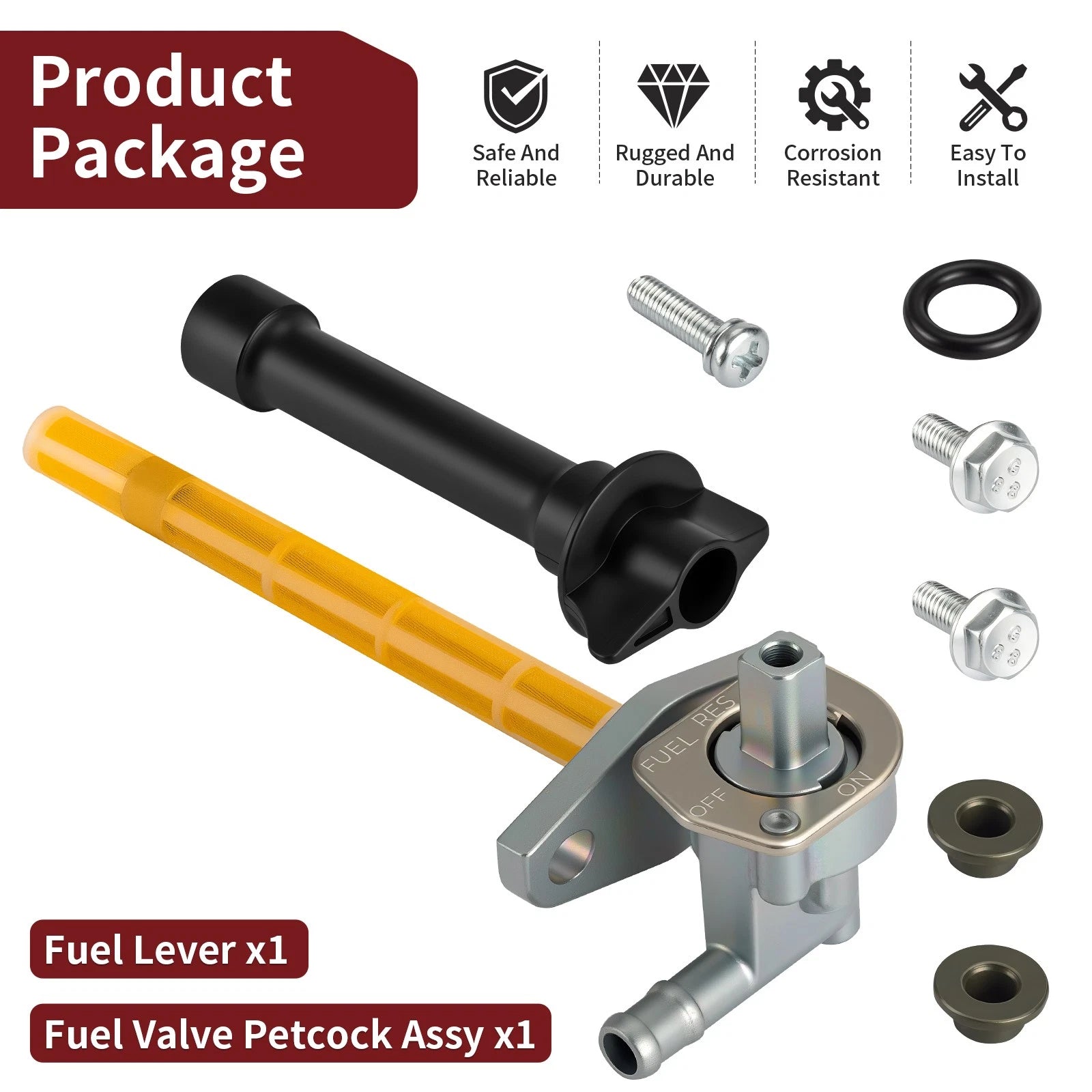 Fuel Valve Petcock Assembly w/ Lever for Honda TRX700XX (2008–2009) 16950-HP6-A01