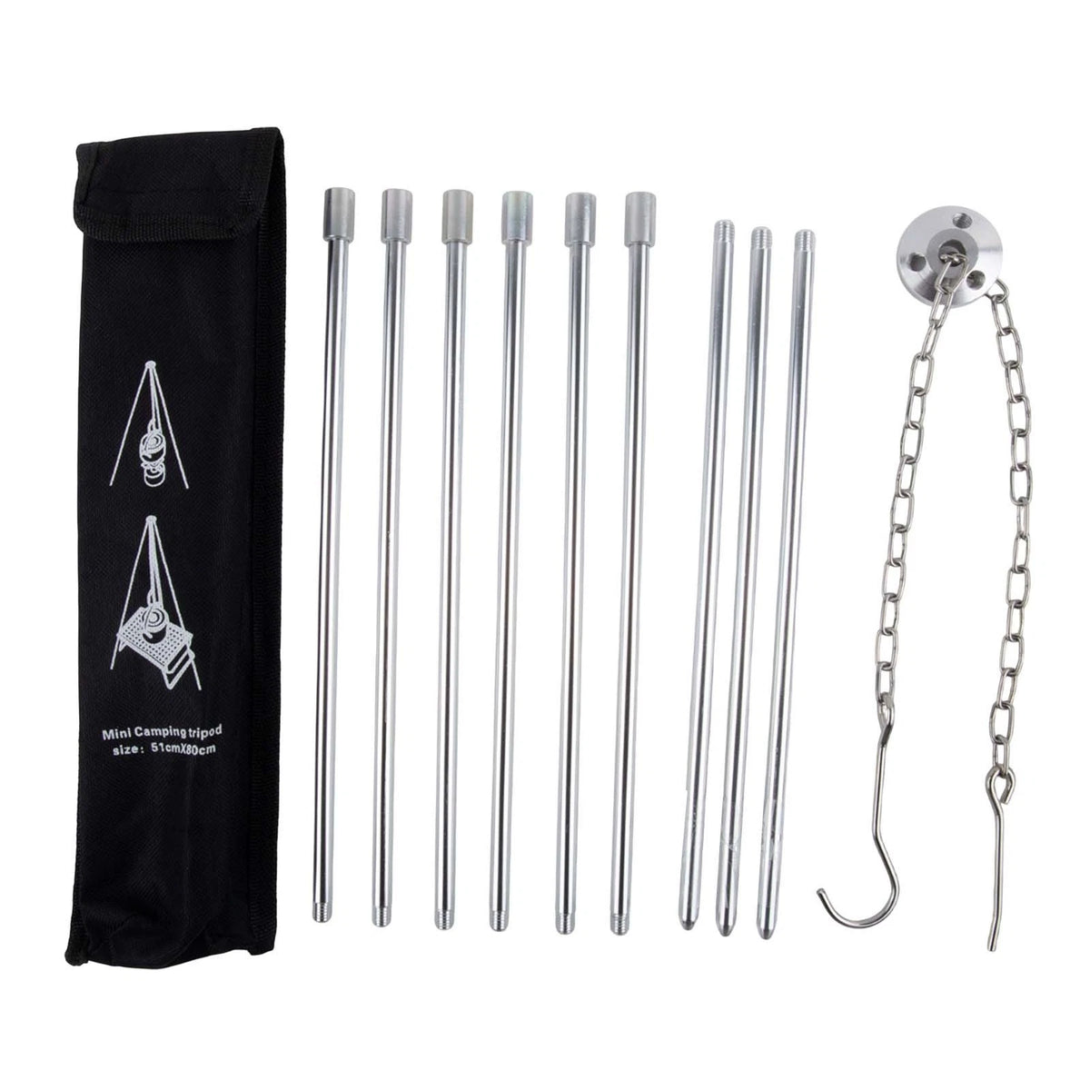 3 Leg Campfire Tripod with Height Adjustment for Outdoor Use