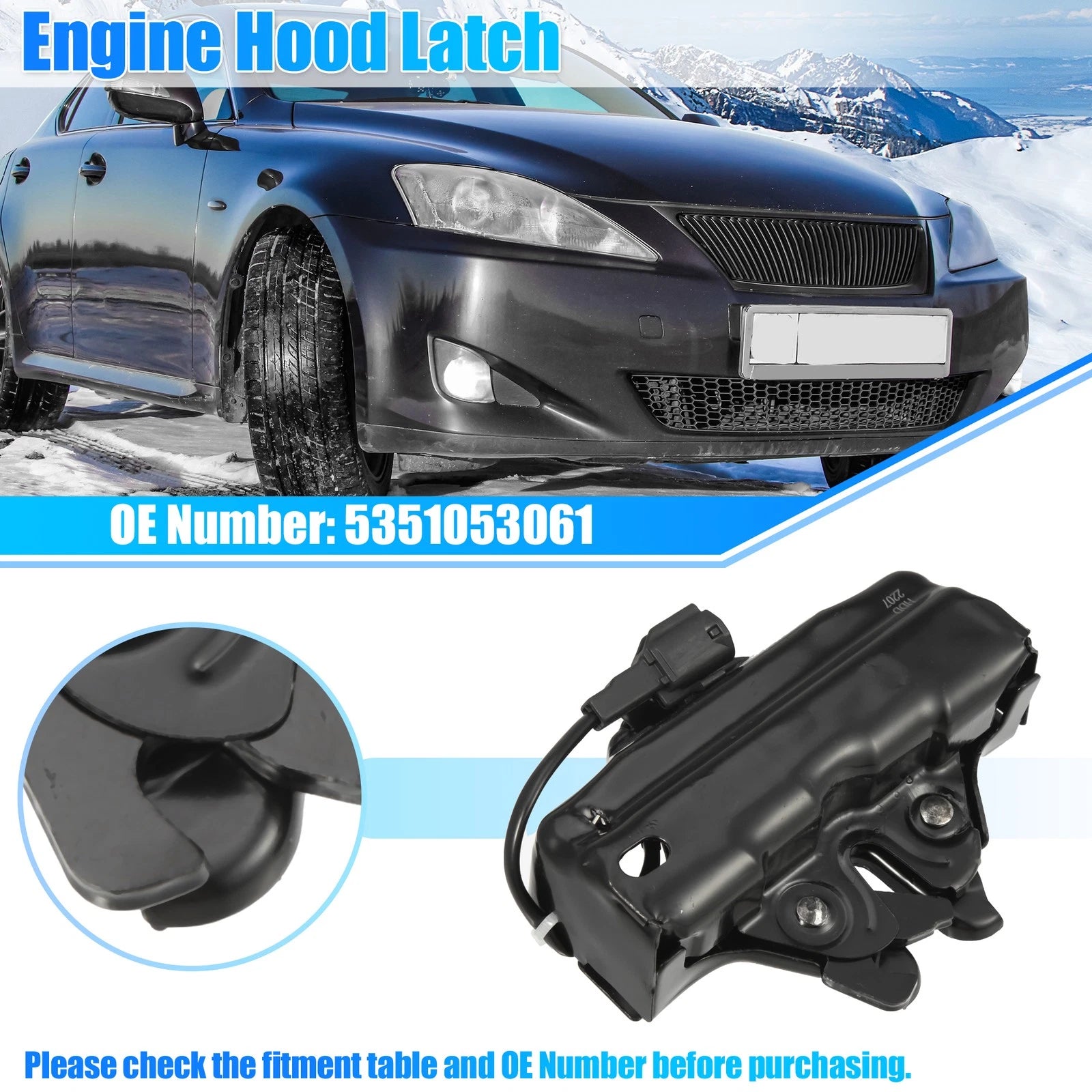 Hood Latch Lock Replacement for Lexus IS350 2006–2015 Metal Black