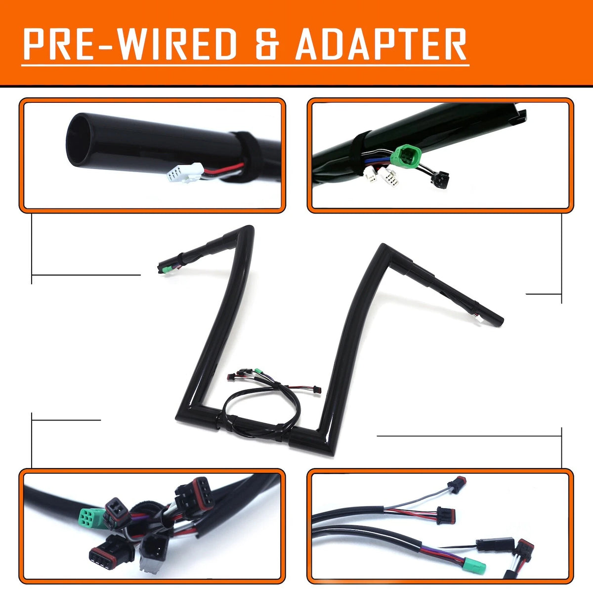 12" Prewired 1.5" Ape Hanger Handlebar for Harley Road King FLHR FLHRC (2014–2015)