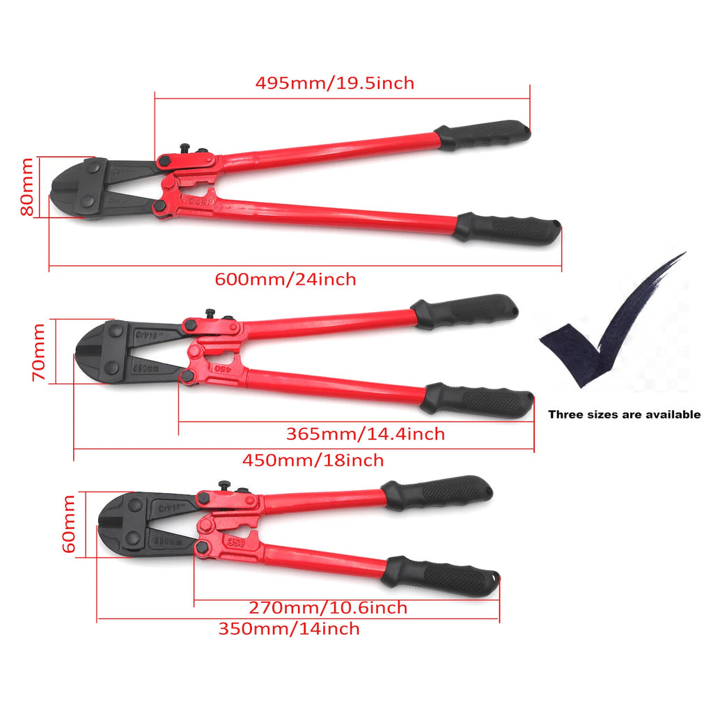 18" Bolt Cutter for Industrial Use - Steel Cable Cutting Tool