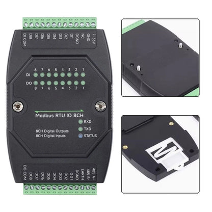 8-Channel I/O Module for DIN Rail Mounting