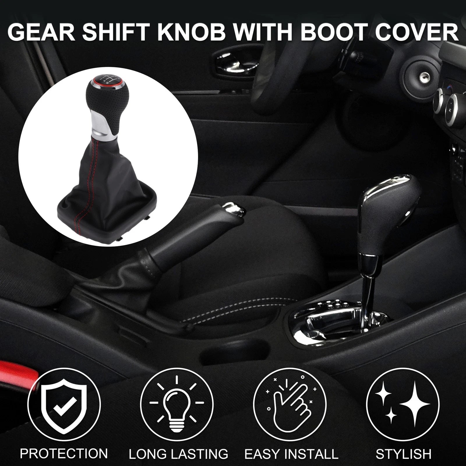 6 Speed Gear Shift Knob with Boot Dust Cover for Audi A3 S3 2003–2013