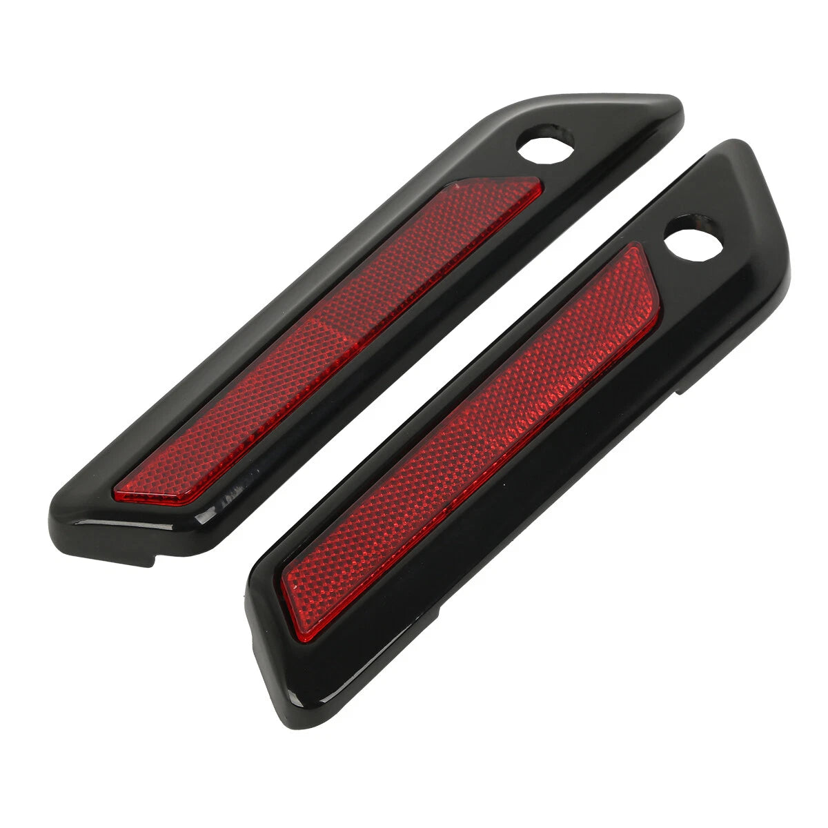 Set of 2 Black/Chrome Hard Saddlebags Hinge Latch Covers for Harley Touring (2014–2023)