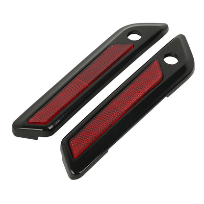 Set of 2 Black/Chrome Hard Saddlebags Hinge Latch Covers for Harley Touring (2014–2023)