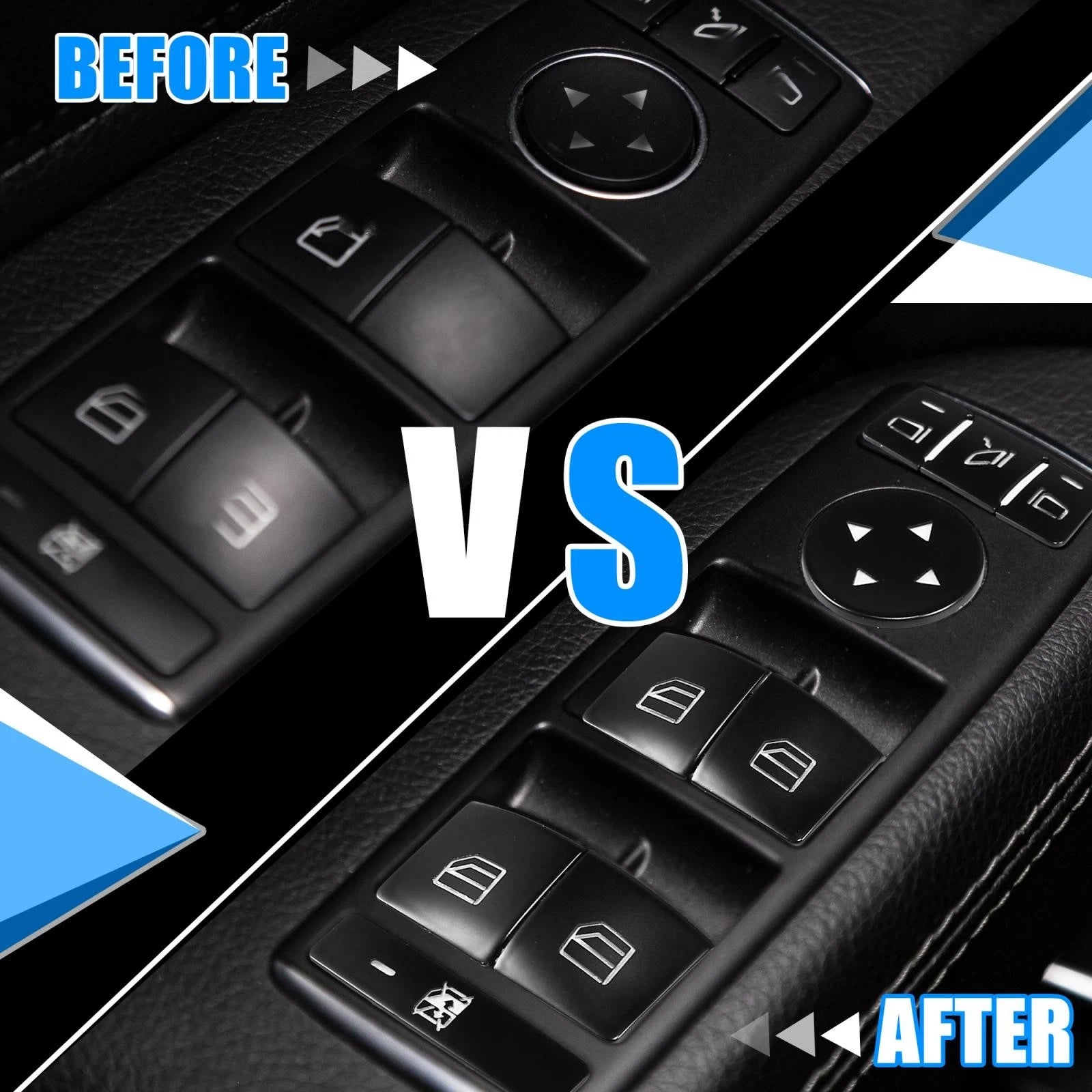Window Switch Button Covers Front for Mercedes-Benz Car Door Armrest