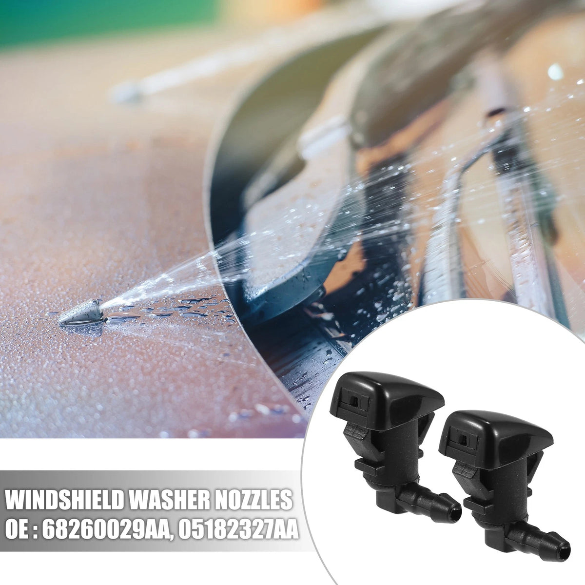 2pcs Windshield Washer Nozzle Hose Kit for Chrysler 300 (2005–2010) 68260029AA 05182327AA