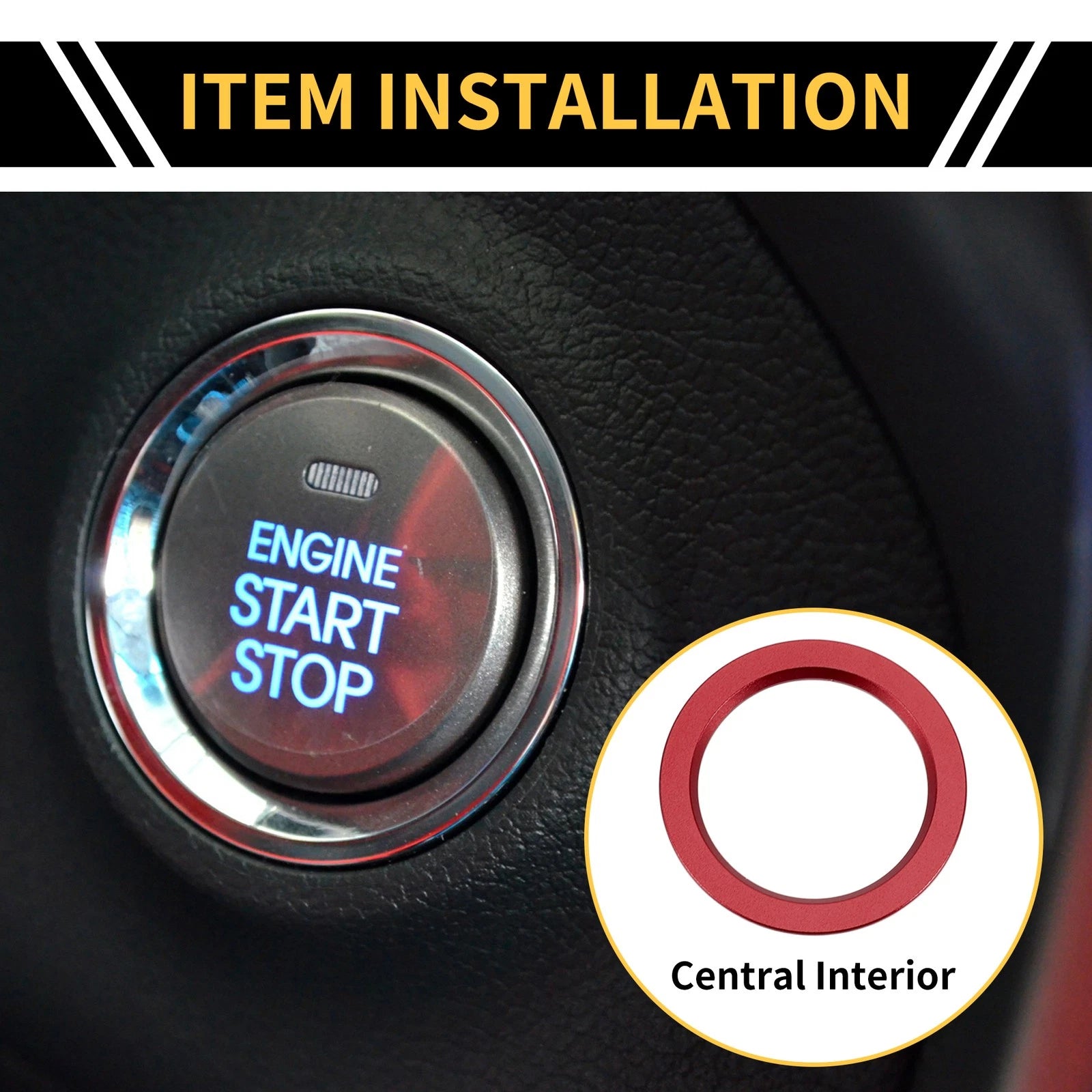 Engine Start Stop Button Switch Knob Cover Ring for Toyota Tacoma (2016–2023)