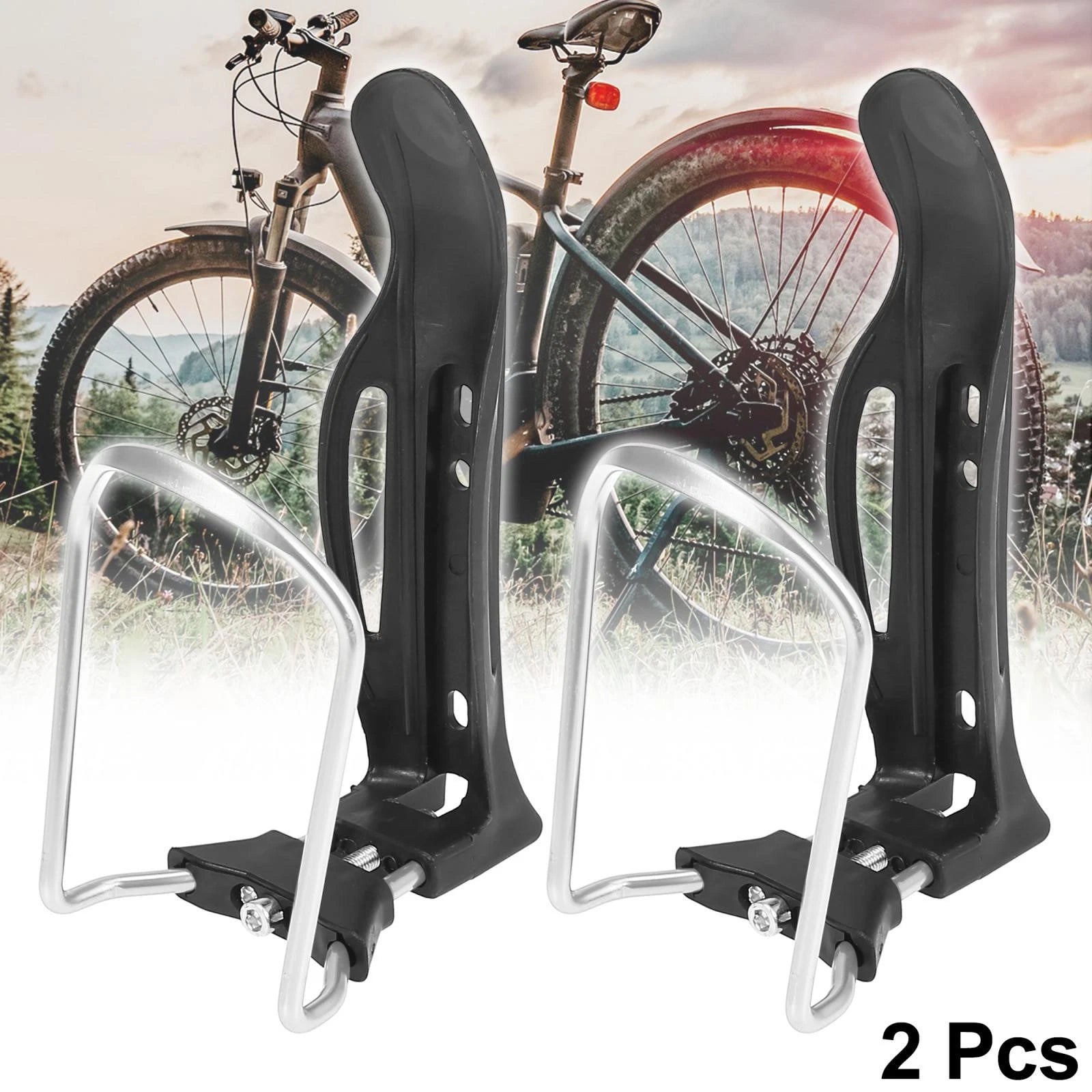 2pcs Adjustable Drink Bottle Cages Rack for Motorcycle Bicycle Silver (—)