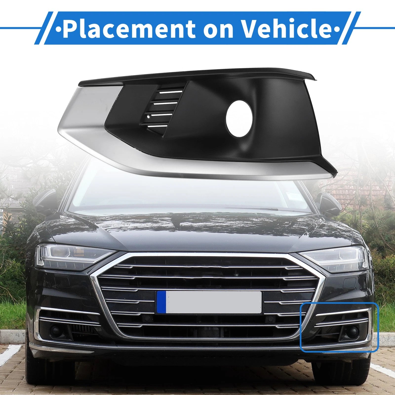 Front Left Fog Light Grill Replacement for Audi A4L (2020–2022)