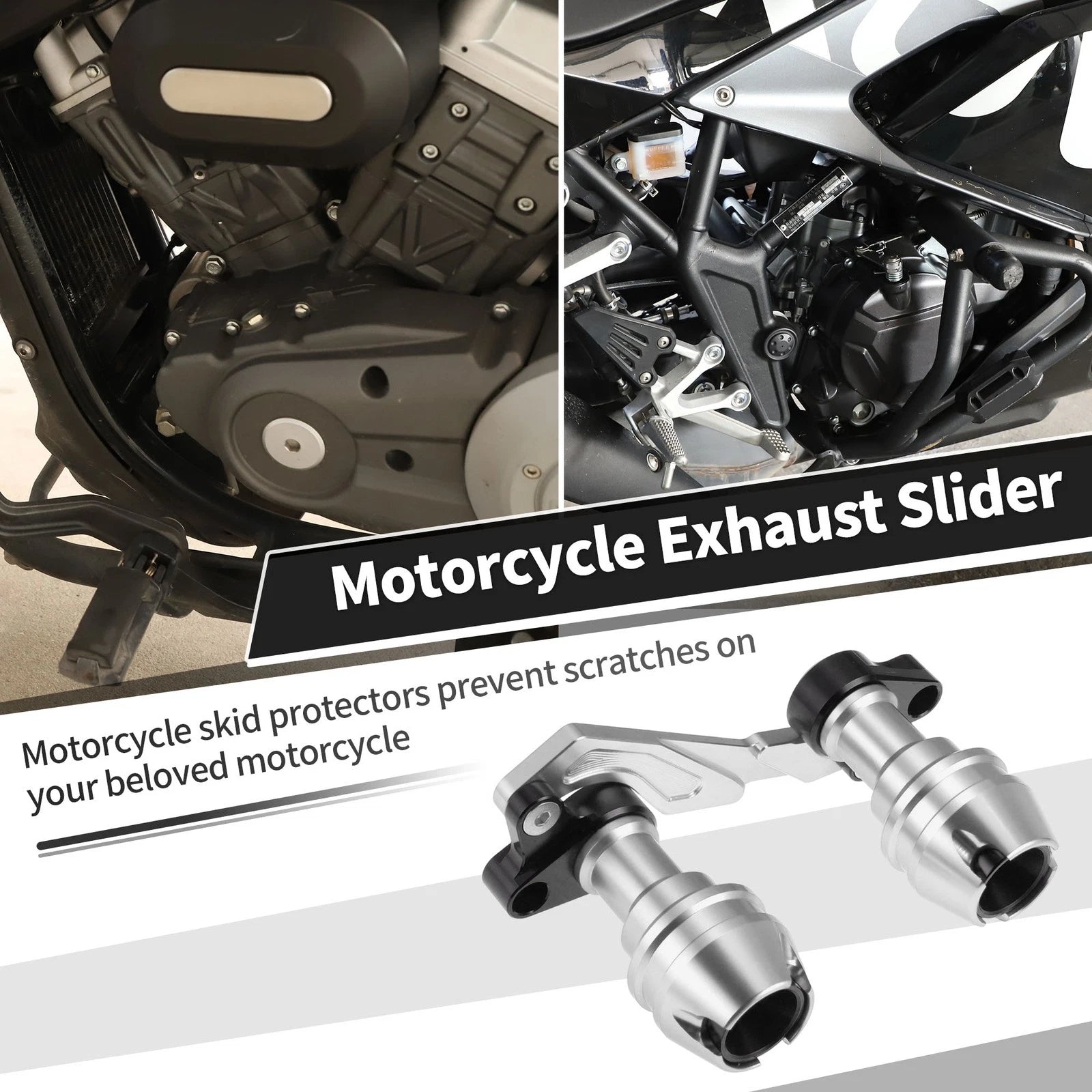 Frame Slider Anti-Crash Protector for Motorcycles 175mm Silver Tone