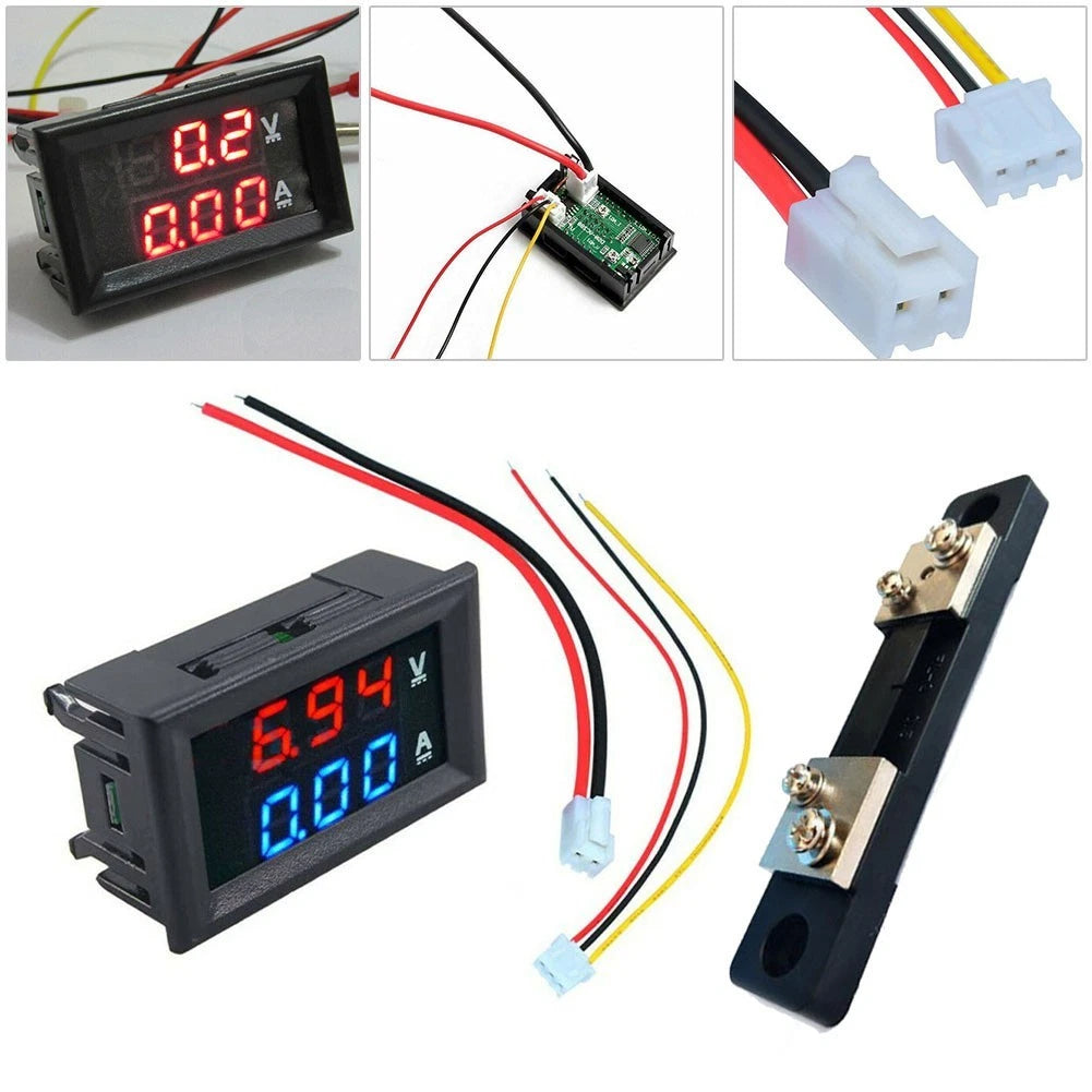 Digital Voltmeter Amp Volt Tester for Universal Use (0-100V, 50A)
