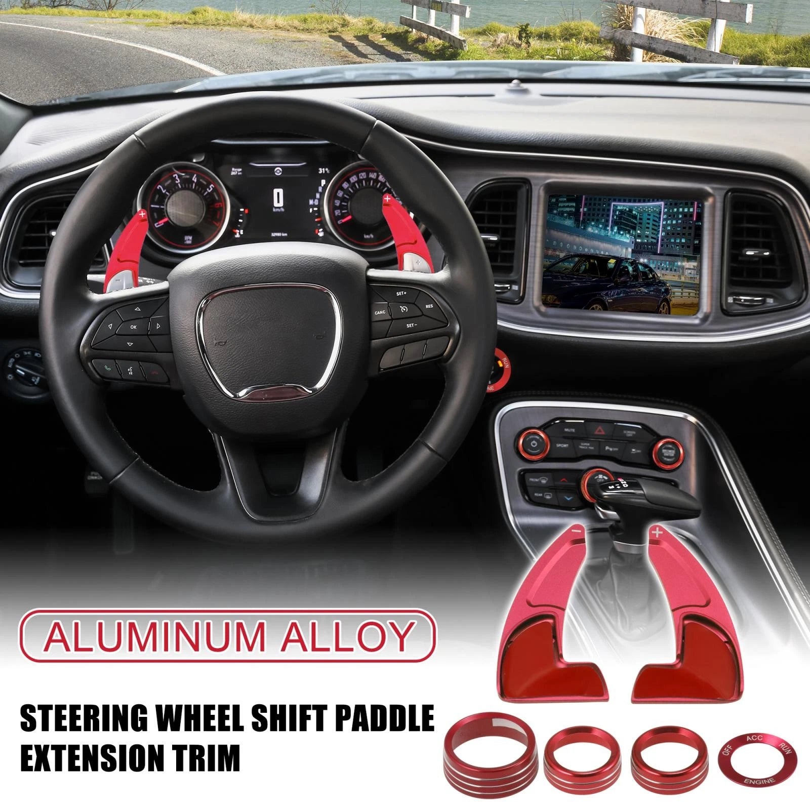 Steering Wheel Shift Paddle Extension Trim Set for Dodge Challenger (2015–2023)