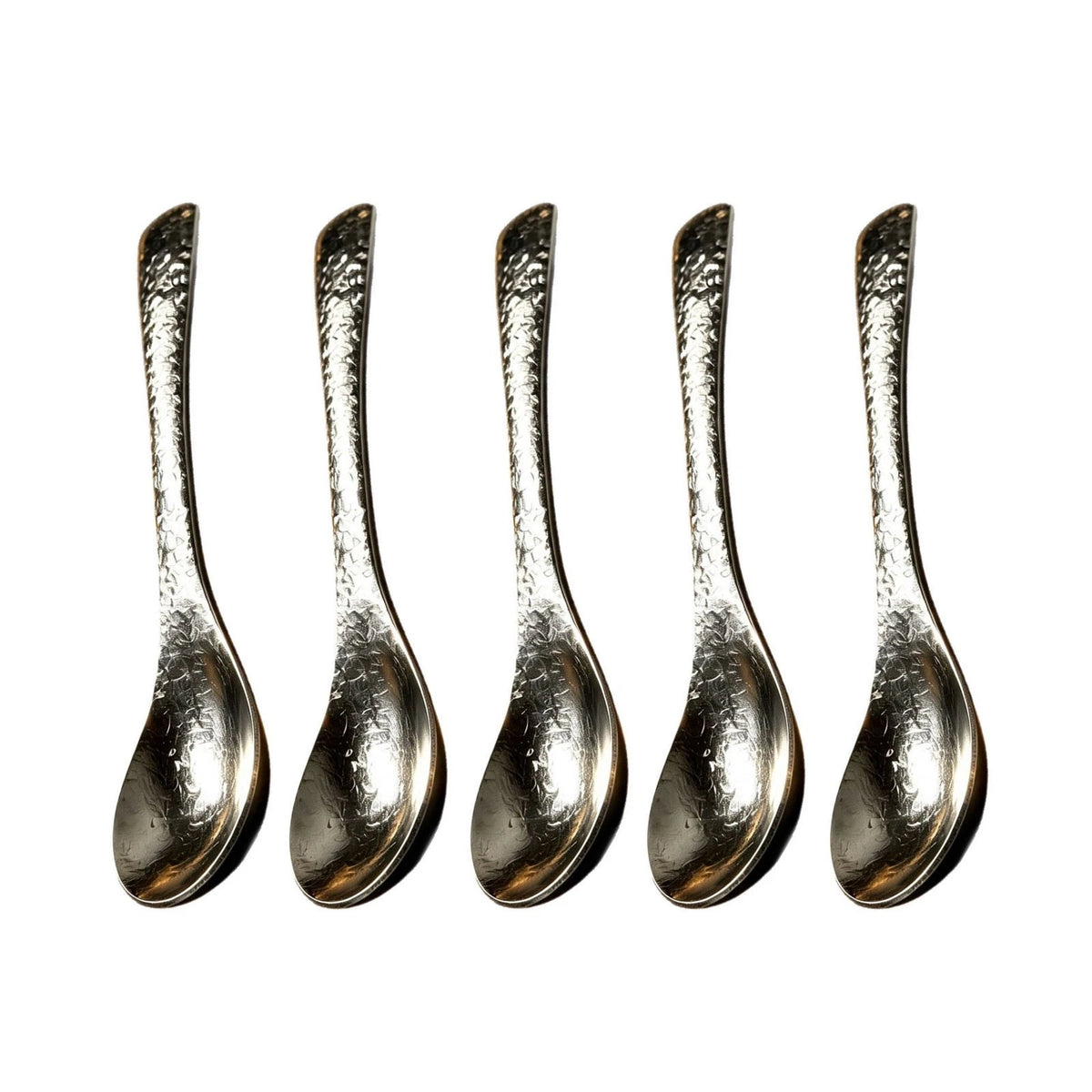 5 Piece Titanium Soup Spoon Set for Crystal and Glass Bowls