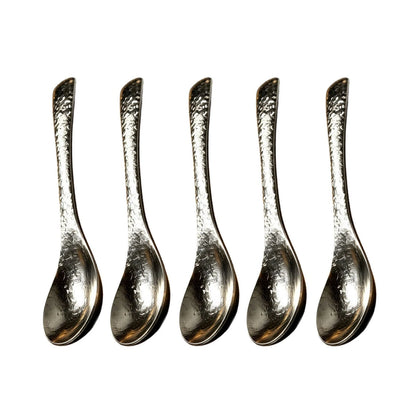 5 Piece Titanium Soup Spoon Set for Crystal and Glass Bowls