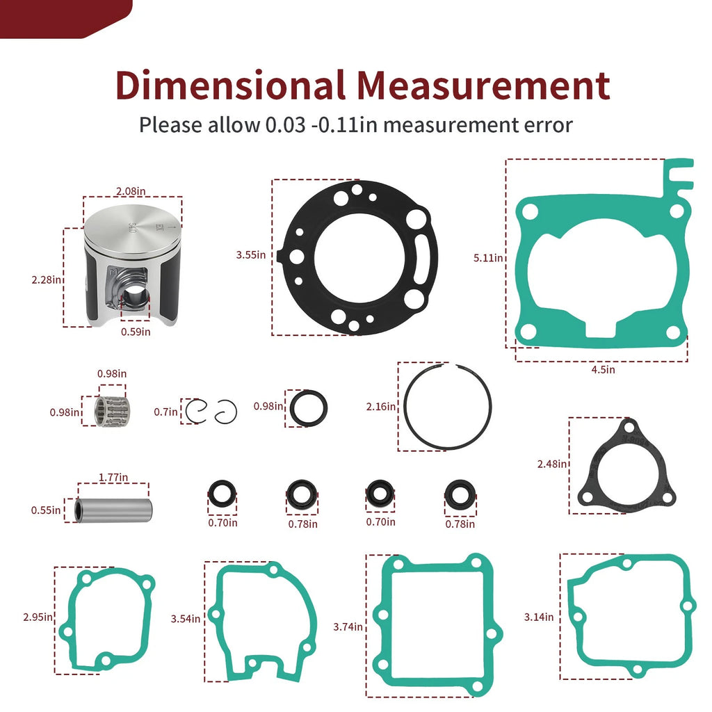 54mm STD B Piston Gasket Top End Rebuild Kit for Honda CR125R (2003–2004)