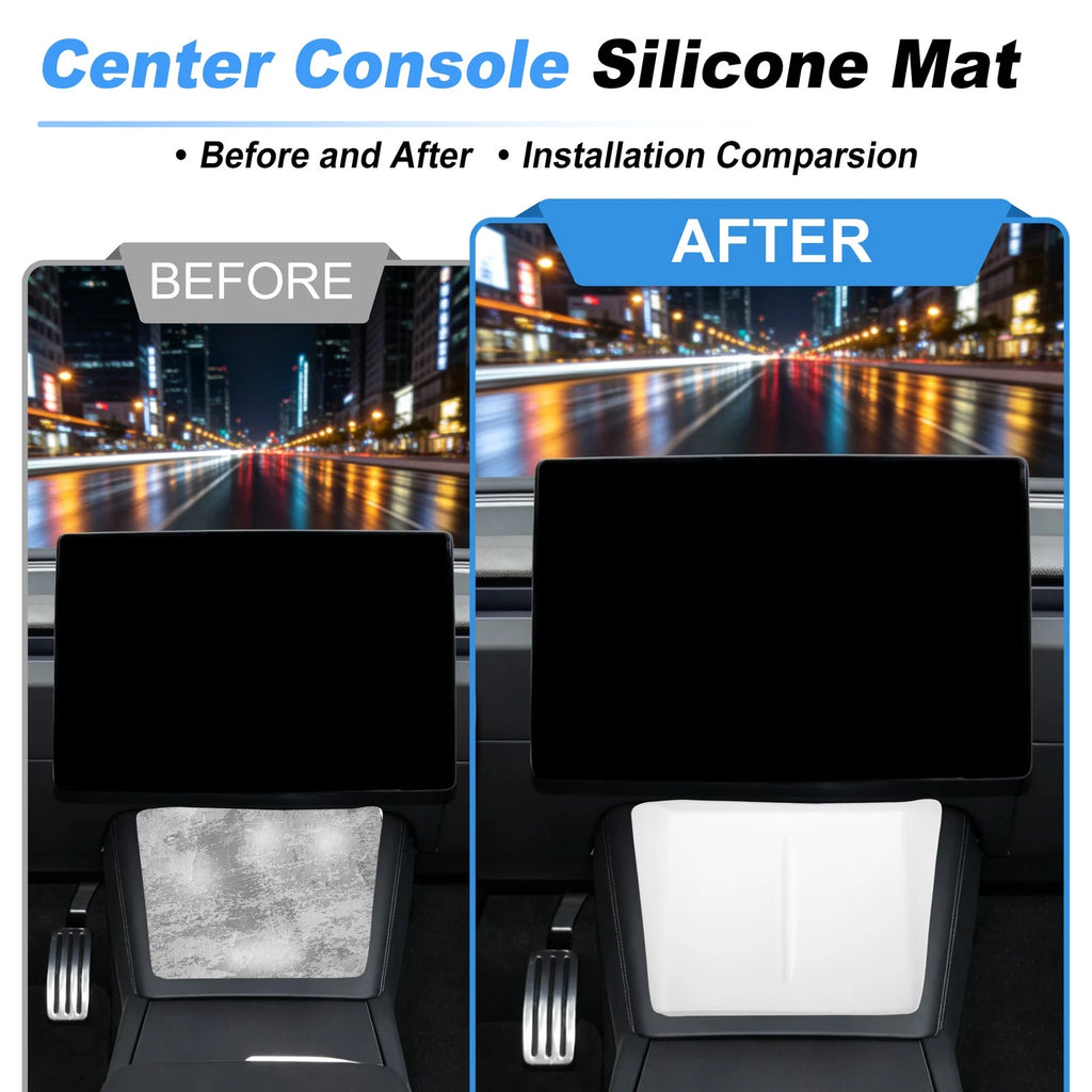 Center Console Silicone Mat for Tesla Model 3 (2024–2026) Wireless Charging Pad White