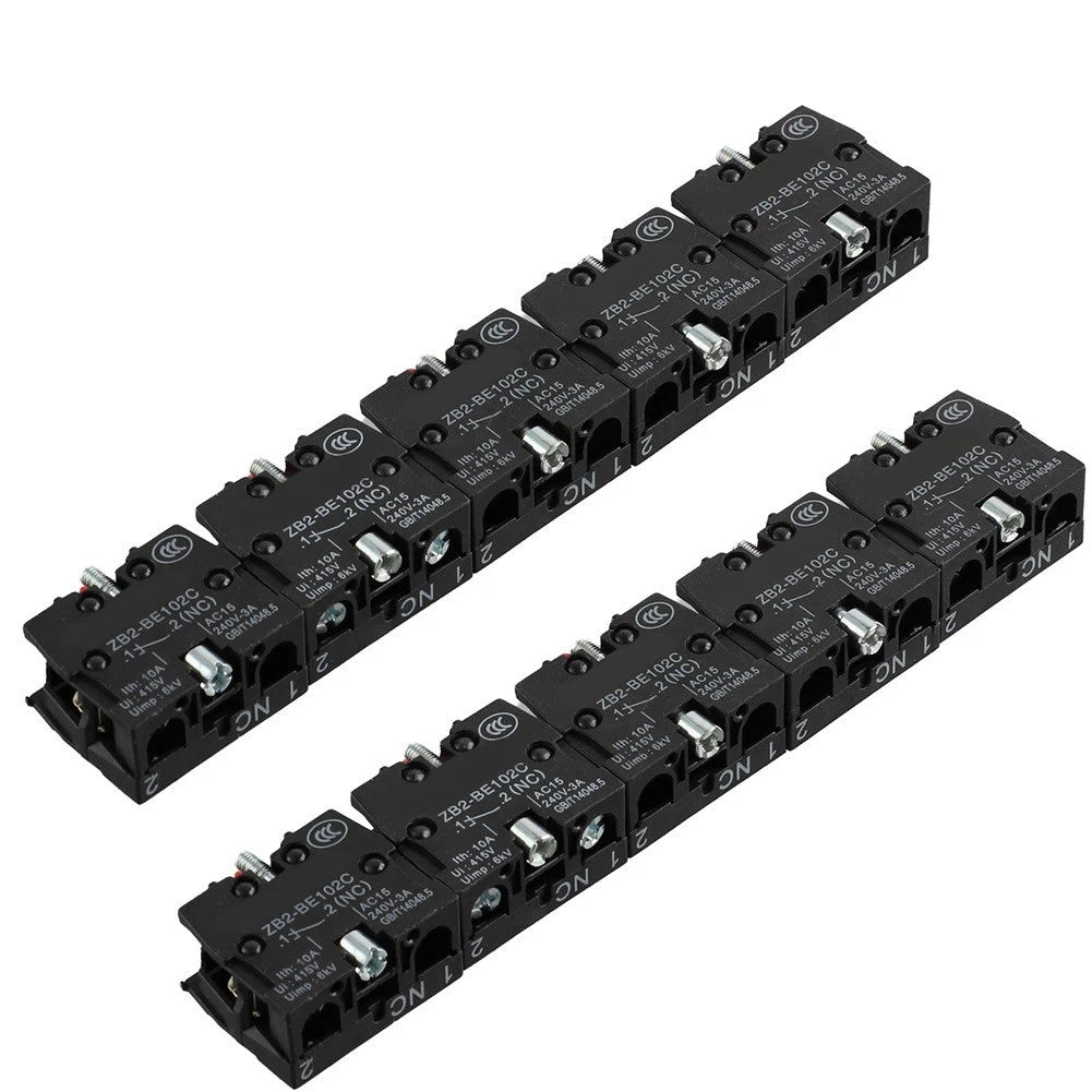 10 Pack Momentary Push Button Contact Blocks for Electrical Applications