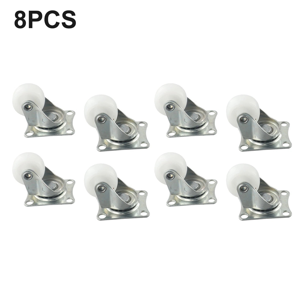8X 1 Inch Rubber Ball Bearing Caster Wheels for Heavy Duty Trolley