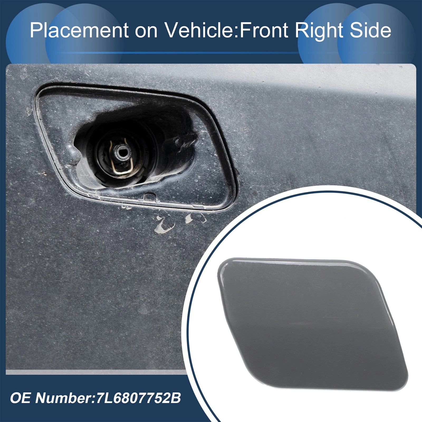 Front Right Windshield Washer Nozzle Cover Cap for Volkswagen Touareg (2007–2010)