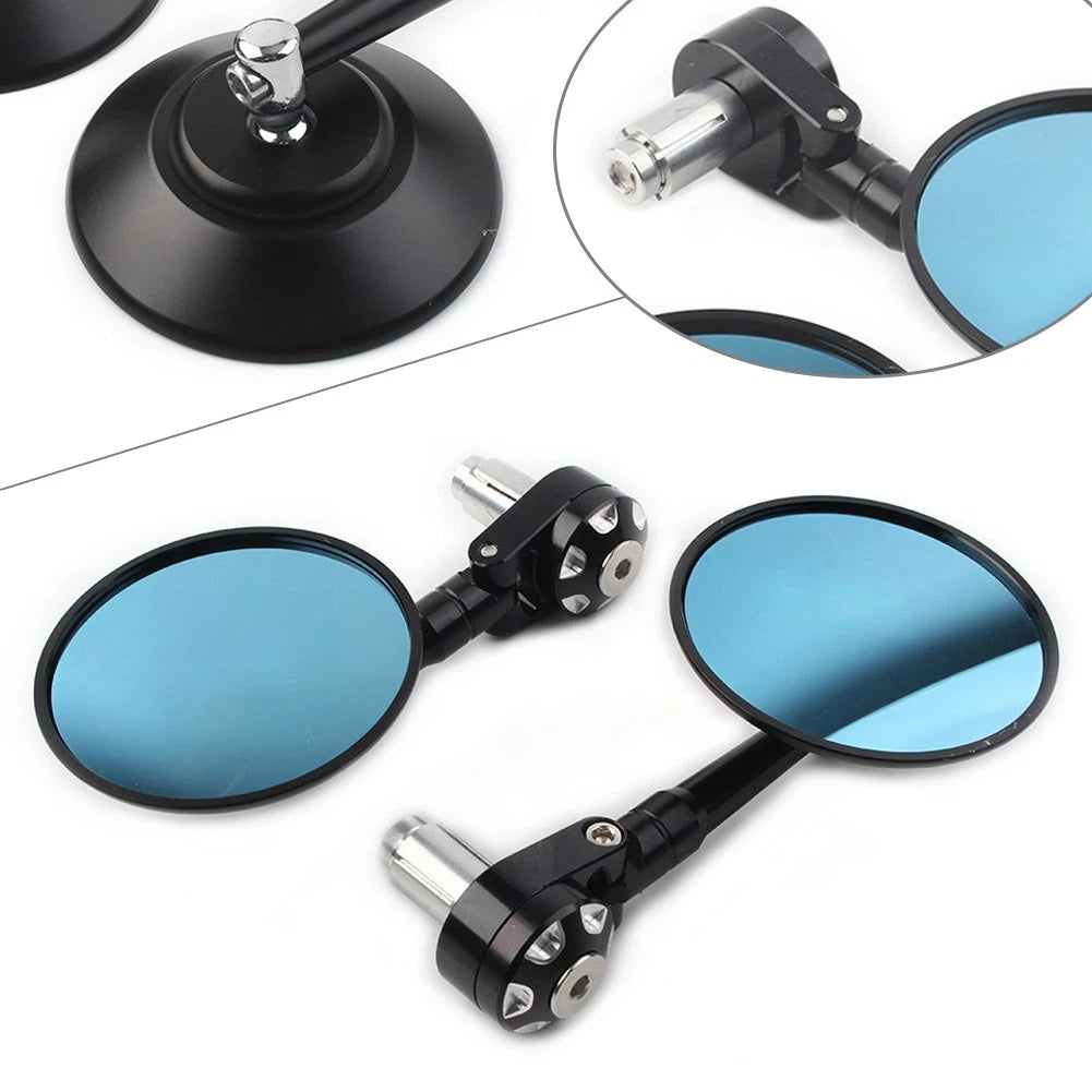 22MM 25MM Universal Motorcycle Handle Bar End Rearview Mirrors CNC Aluminum